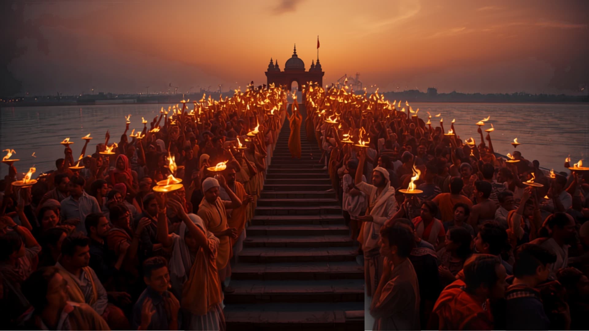 Evening aarti from the boat